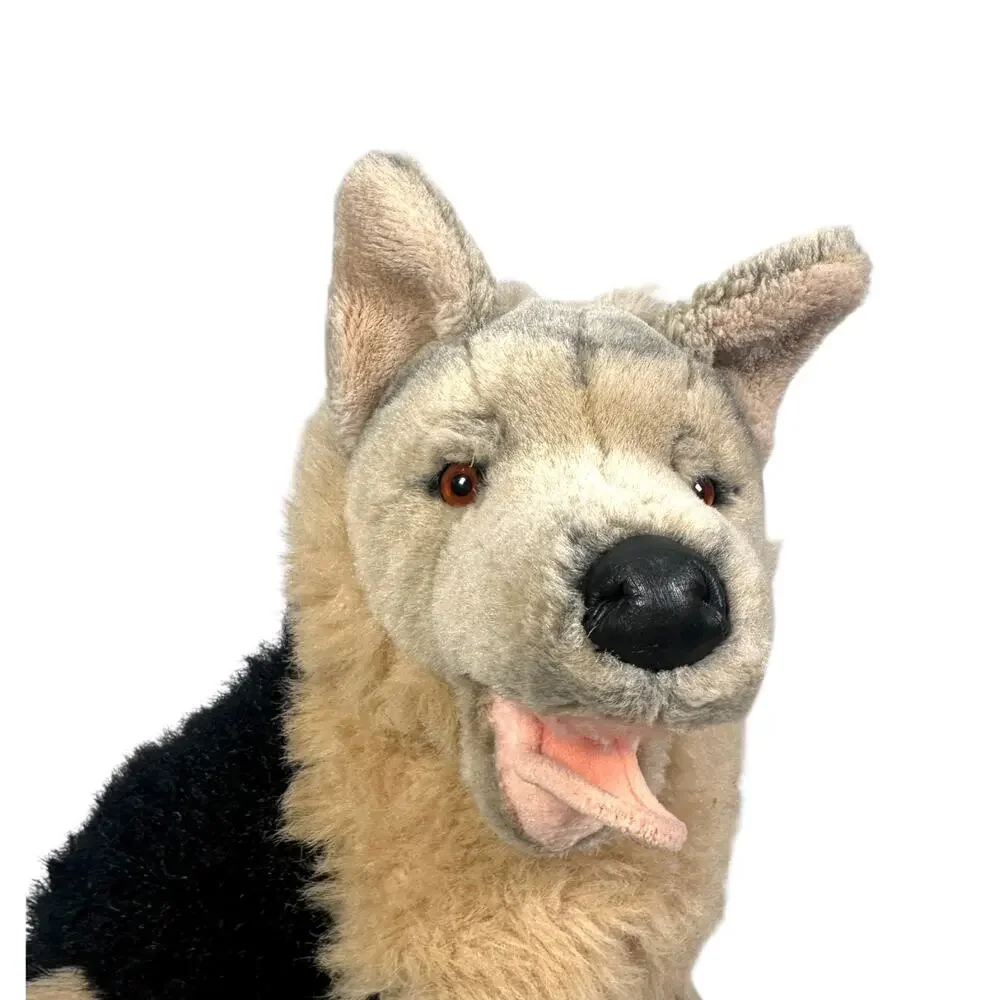 FAO Schwarz Large German Shepherd Plush Dog Stuffed Animal Mouth Open 18.5